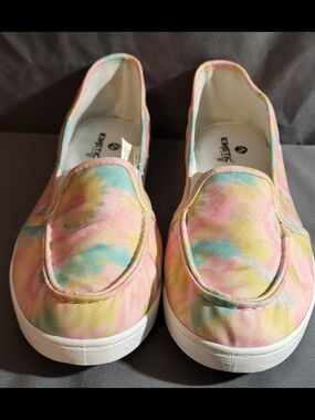 Girls' Pastel Tie-Dye Slip-On Sneakers - Pink/Blue/Yellow